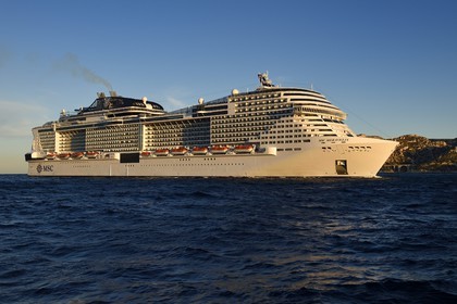 France, Bouches du Rhone, Marseille, cruise ship in the Bay of Marseille