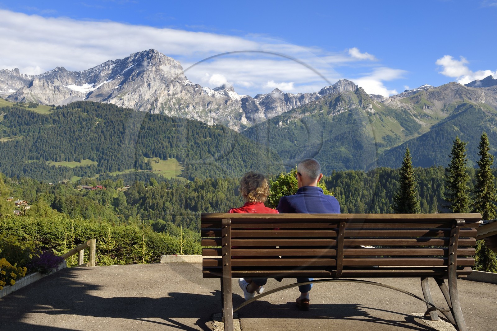 Suisse, canton de Vaud, Villars-sur-Ollon, panorama sur le massif de l'Argentine surplombant Solalex