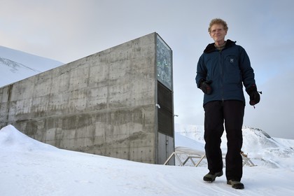 Norvège, Svalbard, Spitzberg, Longyearbyen, Réserve mondiale de semences du Svalbard (banque de graines du Global Seed Vault), Cary Fowler à l'initiative du projet Global Crop Diversity Trust et de la réserve