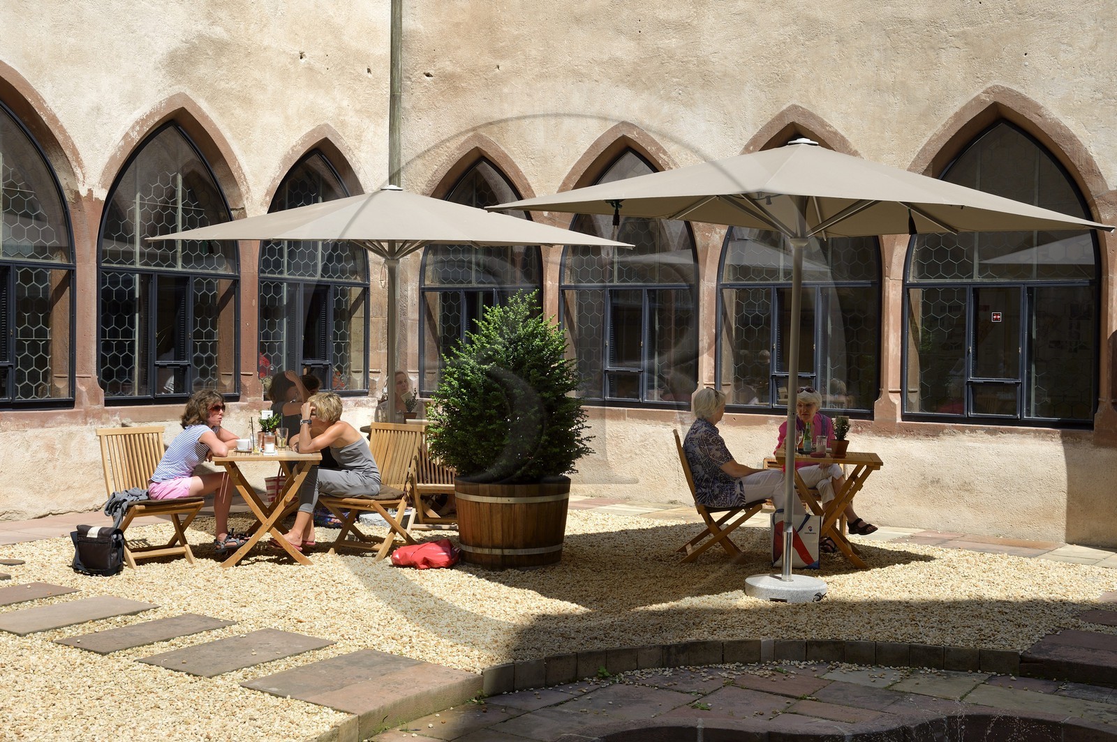 Allemagne, Bade-Wurtemberg, Fribourg en Brisgau, musée des Augustins (Augustinermuseum), café dans le cloitre