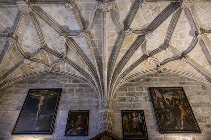 Portugal, Lisbonne, Bélem, Monastere des Hiéronymites (Mosteiro dos Jerónimos), classé Patrimoine Mondial de l'UNESCO, église Santa Maria, la sacristie recouverte de voutes à liernes et tiercerons