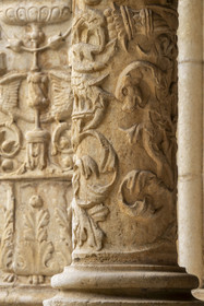 Portugal, Lisbonne, Bélem, Monastere des Hiéronymites (Mosteiro dos Jerónimos), classé Patrimoine Mondial de l'UNESCO, le cloitre, détail d'une colonnette