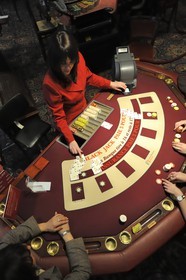 France, Calvados, Pays d'Auge, Deauville, the casino (Barriere group), black jack table