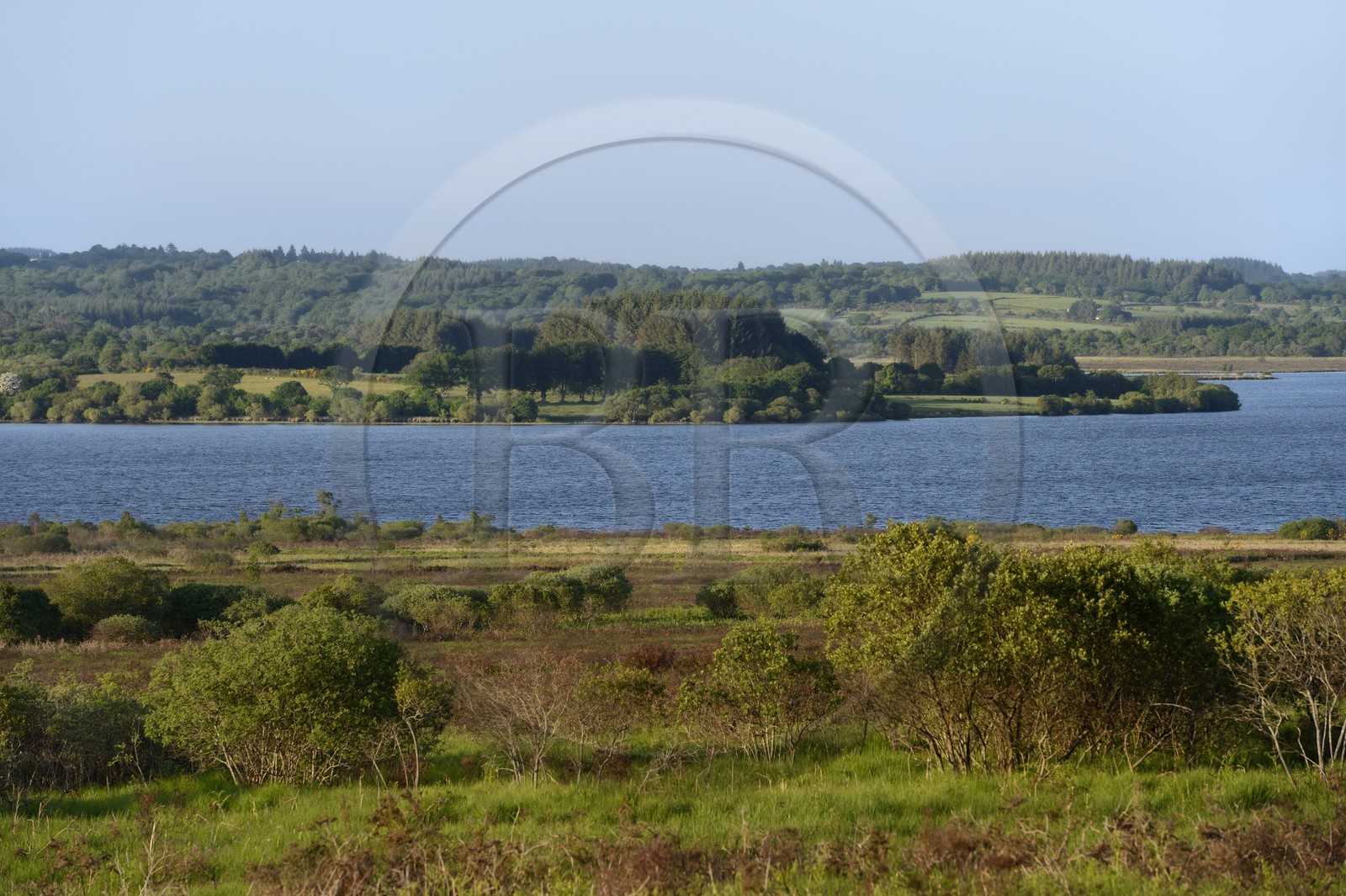 France, Finistère (29), parc naturel régional d'Armorique, Monts d'Arrée, Brasparts, le réservoir de Saint-Michel et le marais du Yeun-Elez avec le Youdig (une des portes de l'enfer)
