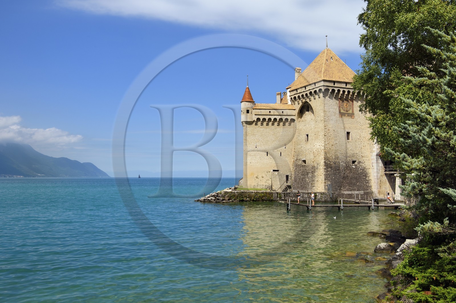 Suisse, Canton de Vaud, Veytaux, chateau Chillon sur les rives du lac Léman