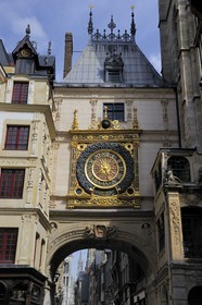 France, Seine-Maritime (76), Rouen, le Gros-Horloge, horloge astronomique avec un mécanisme du XIVe siècle et un cadran du XVIe siècle
