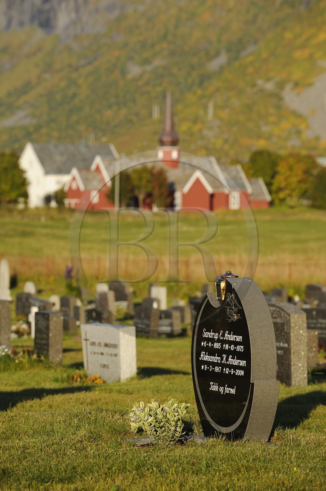 Norway, Nordland, Lofoten Islands, Isle of Flakstadoy, Flakstad churchyard