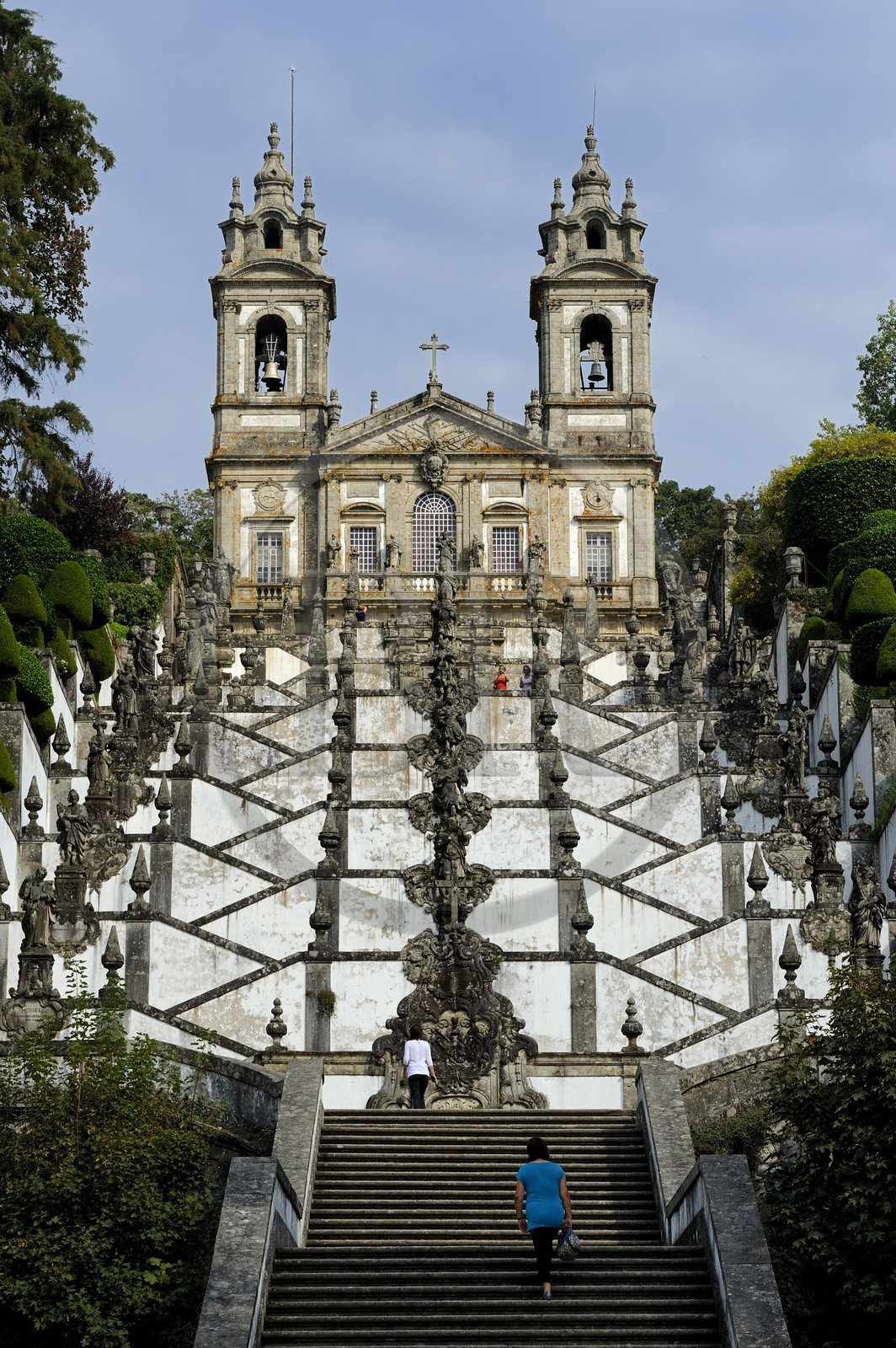 Portugal, Minho province, Braga, the sanctuary of Bom Jesus do Monte which can be reached through a monumental staircase with 600 steps, composed of the stairs of the Five Senses and the stairs of the Three Virtues