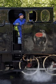 France, Alpes-Maritimes, Puget Theniers, Daniel Bonneau volunteer of G.E.C.P. that restores and operates the Train des Pignes historic train, today engineer (and therefore train driver)
