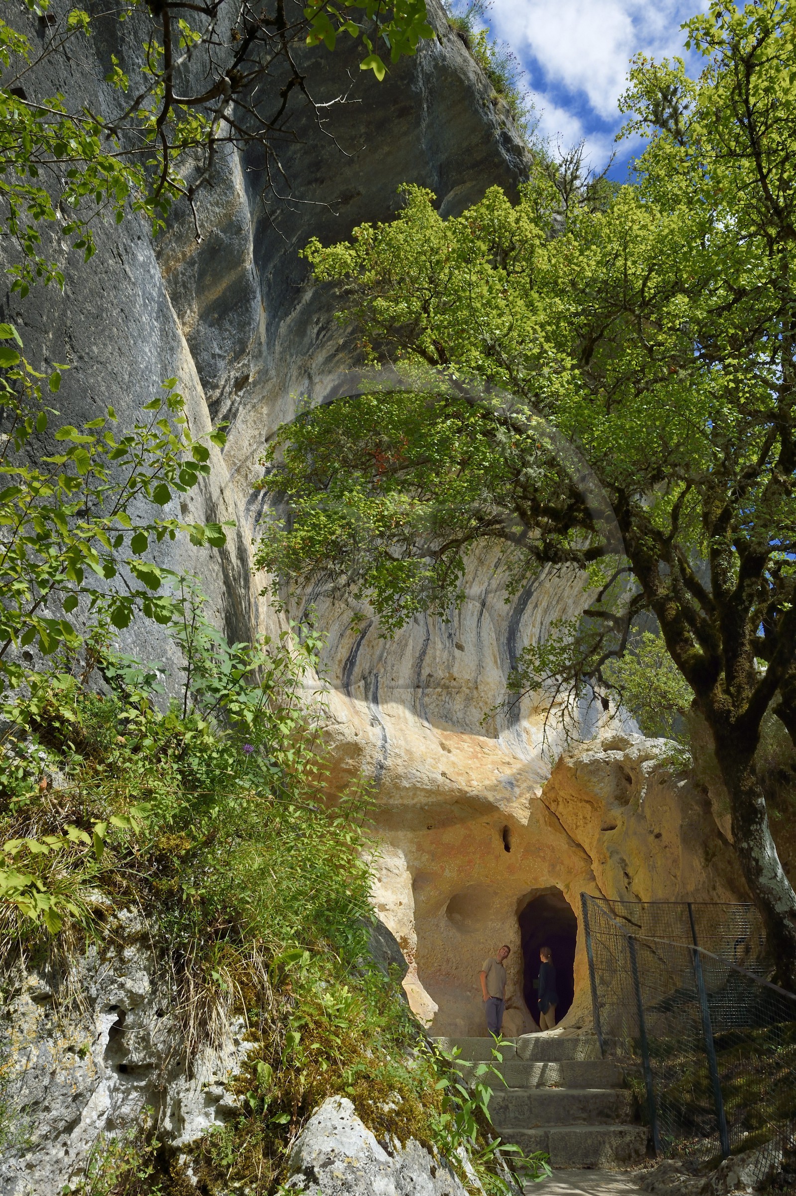 France, Dordogne, Perigord Noir, Vezere Valley, Les Eyzies de Tayac Sireuil, listed as World Heritage by UNESCO, entrance to Font-de-Gaume cave