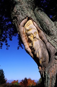Canada, Quebec Province, wooden sculpture in the streets of Saint Jean Port Jolie, Appalache boiler
