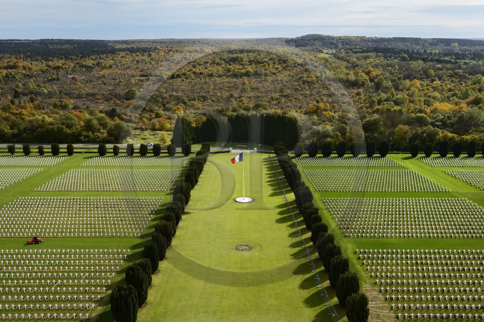 France, Meuse, Douaumont, battle of Verdun, ossuary of Douaumont, national necropolis, graves of soldiers alignment