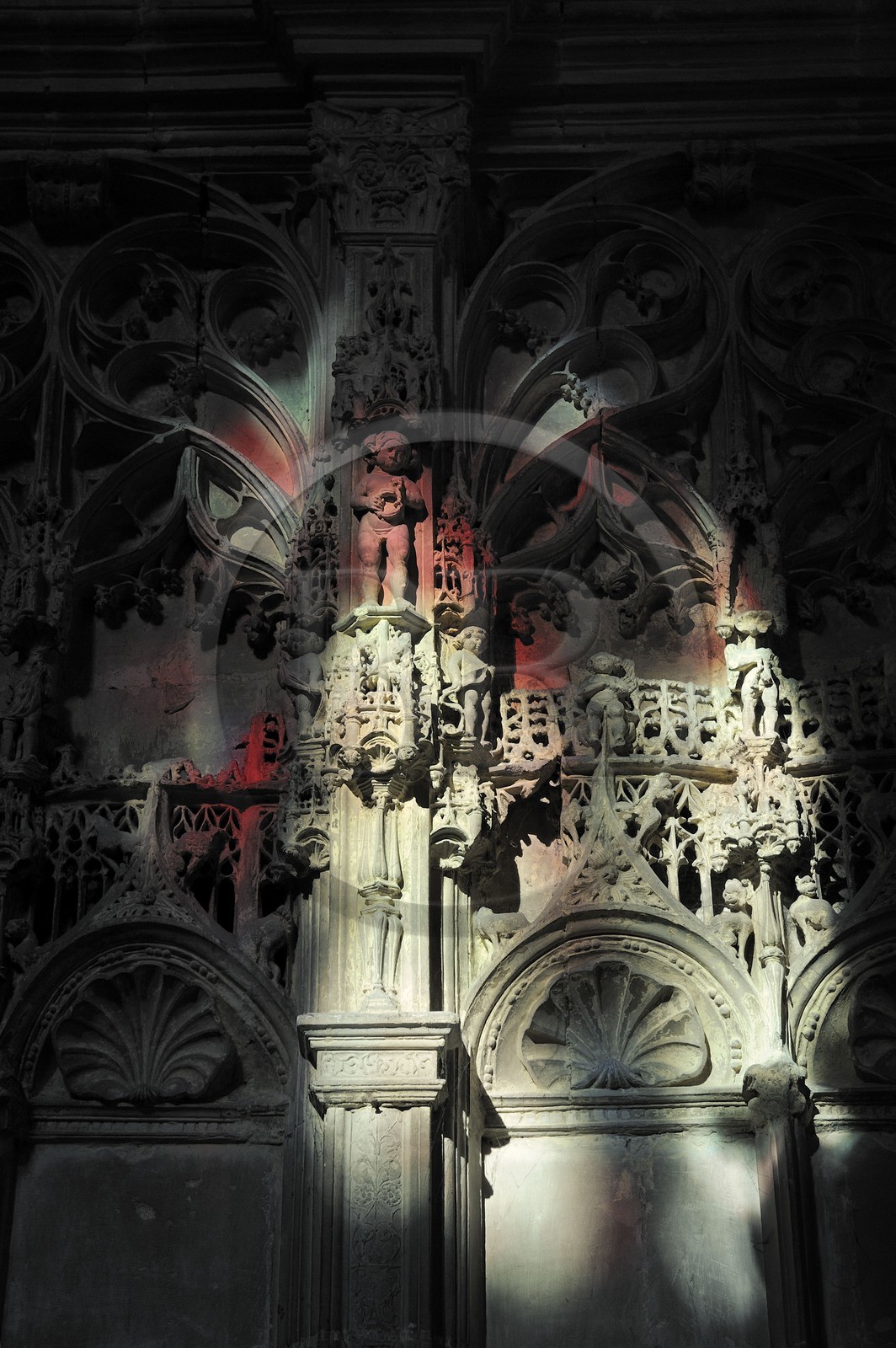 France, Seine-Maritime (76), Dieppe, l'église Saint-Jacques du XIIIème siècle, le Mur de la chapelle du Tresor dit des Sauvages vers 1529