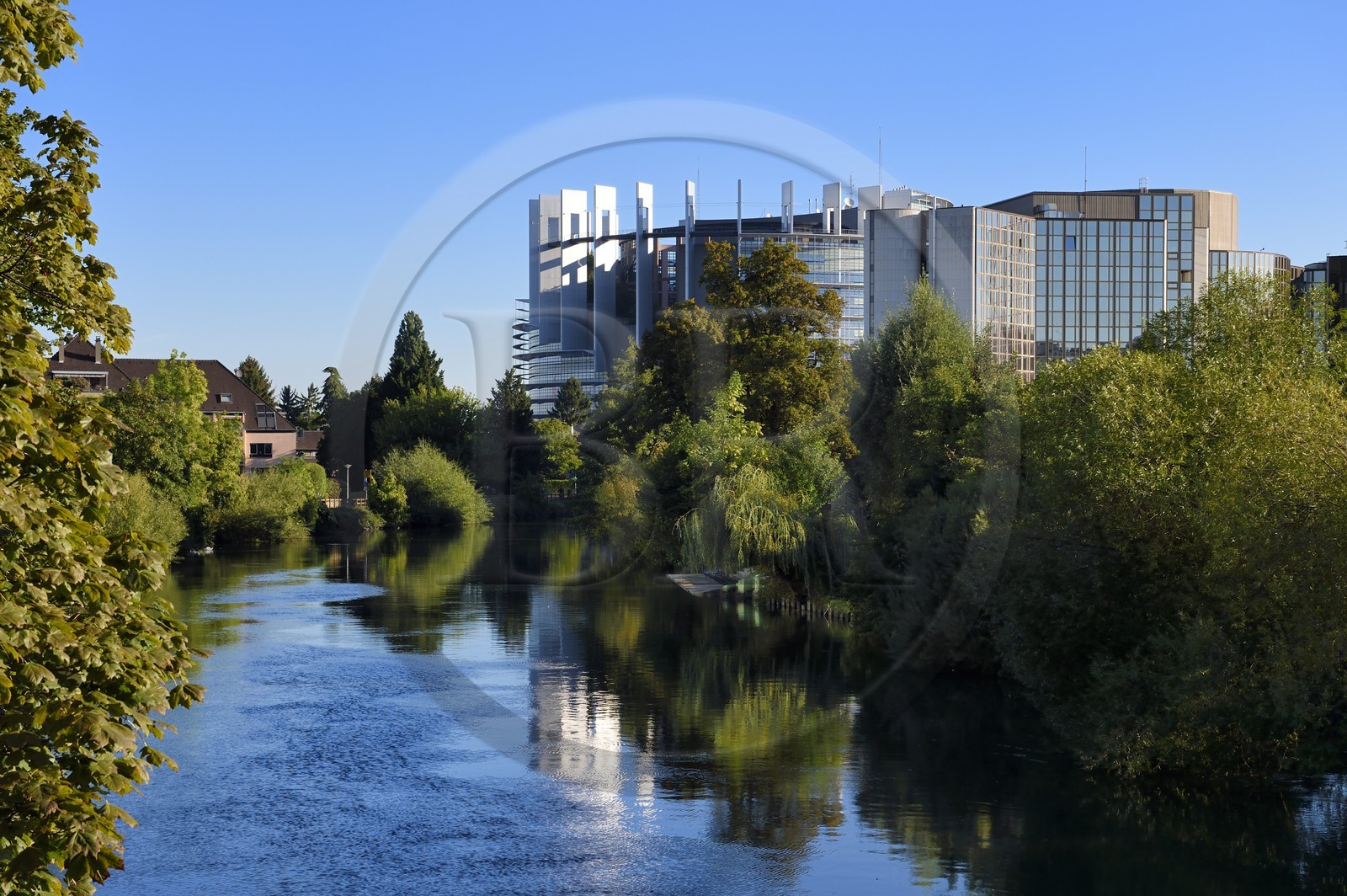 France, Bas Rhin, Strasbourg, the European Parliament on the banks of the Ill river