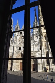 France, Seine Maritime, Rouen, Notre Dame of Rouen Cathedral seen from the window of Claude Monet's former studio now in the Tourist Office