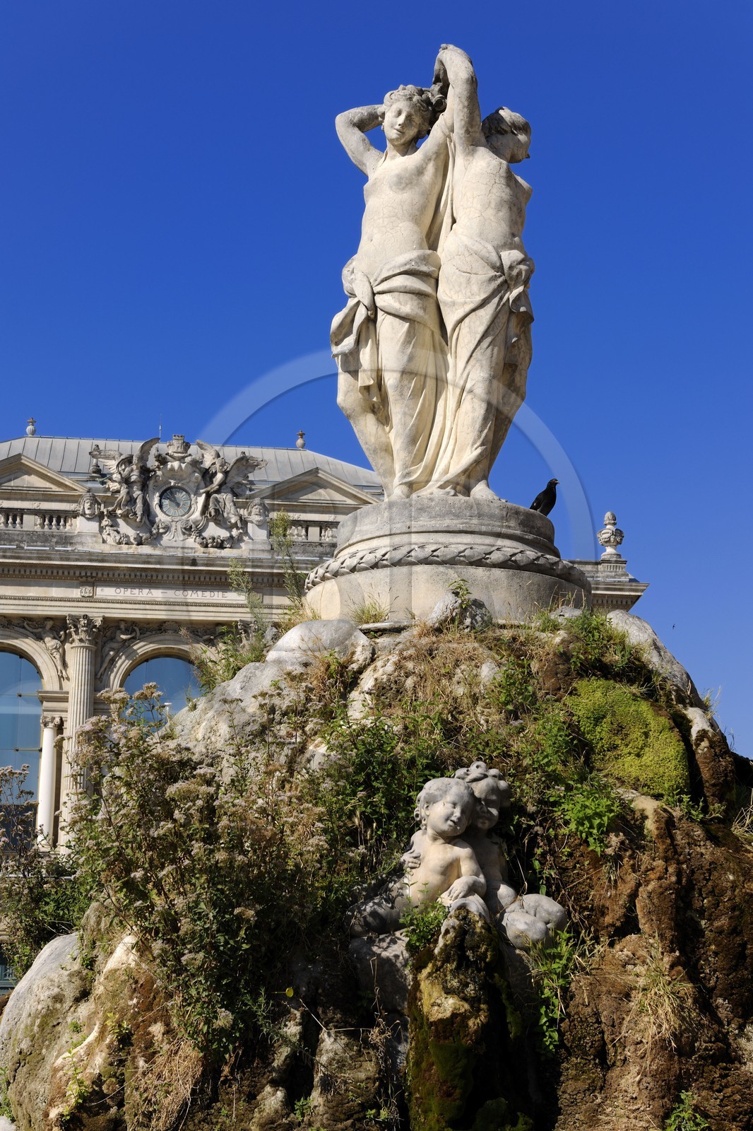 France, Herault, Montpellier, Place de la Comedie, Fontaine des Trois Graces (Fountain of Three Graces)