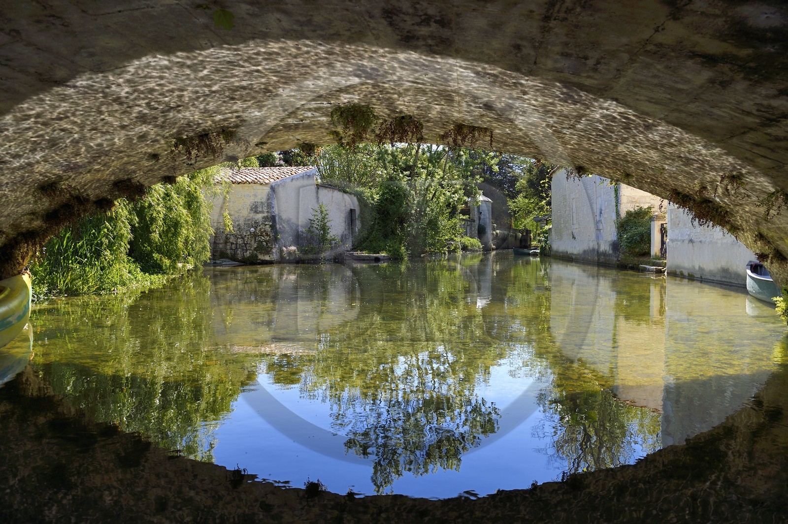 France, Charente, Bassac, bridge over the Guirlande river, a tributary of the Charente