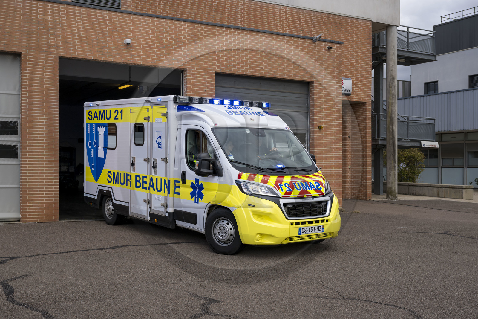 France, Cote d'Or, Climats terroirs of Burgundy listed as World Heritage by UNESCO, Beaune, Hospices Civils de Beaune, the hospital center, new medical truck from the SMUR (emergency rapid response unit) acquired thanks to income from the Hôtel-Dieu and the Hospices de Beaune wine estate