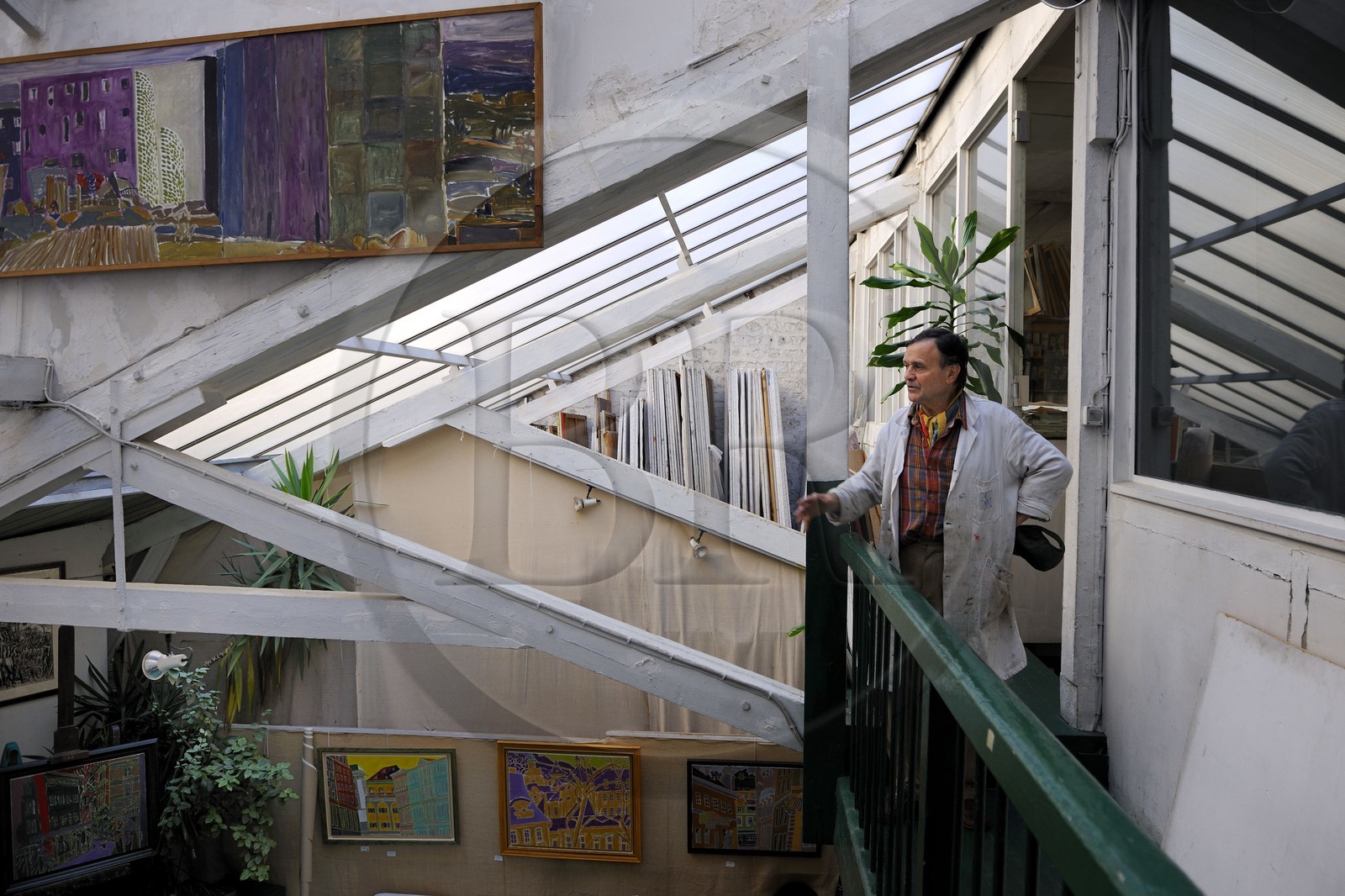 France, Paris (75), la Butte Montmartre, atelier d'art Lepic de l'artiste peintre-graveur Henri Landier