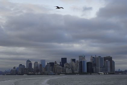 Etats-Unis, New York, Manhattan, downtown vu depuis la mer