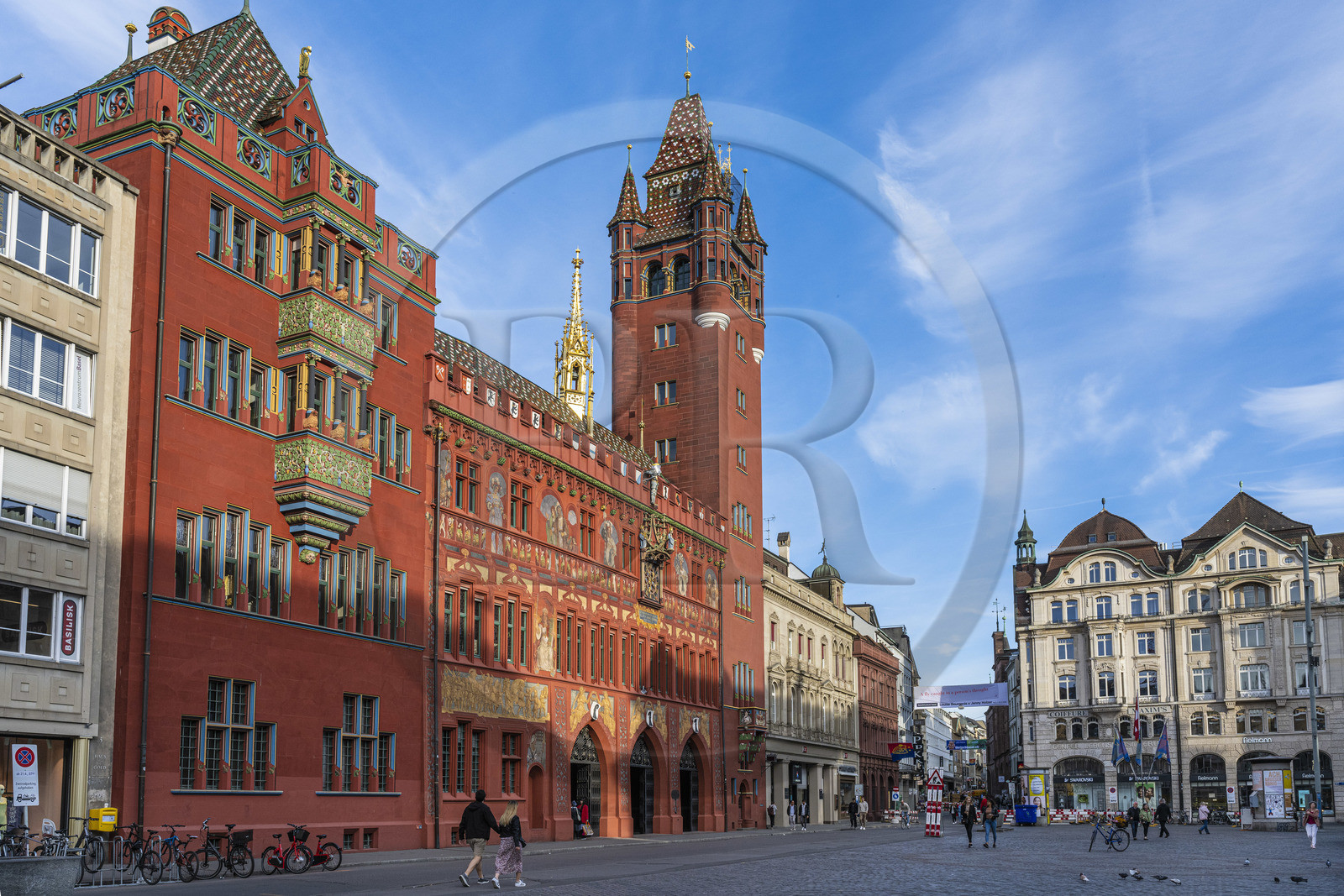 Suisse, Bâle, Marktplatz (place du marché), l'Hôtel de Ville (Rathaus)