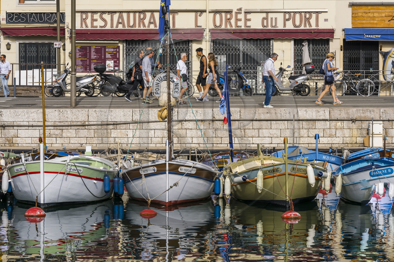 France, Alpes-Maritimes, Nice, listed as World Heritage by UNESCO, the old port or port Lympia, pointu boats which are traditional fishing boats