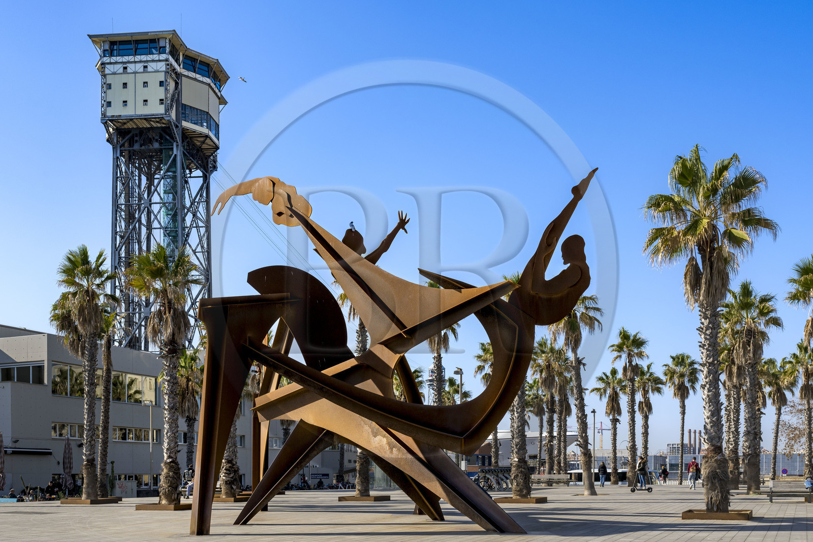 Espagne, Catalogne, Barcelone, La Barceloneta, Hommage à la Natation (Homenaje a la Natacion) (2004) sculpture de l'Alfredo Lanz