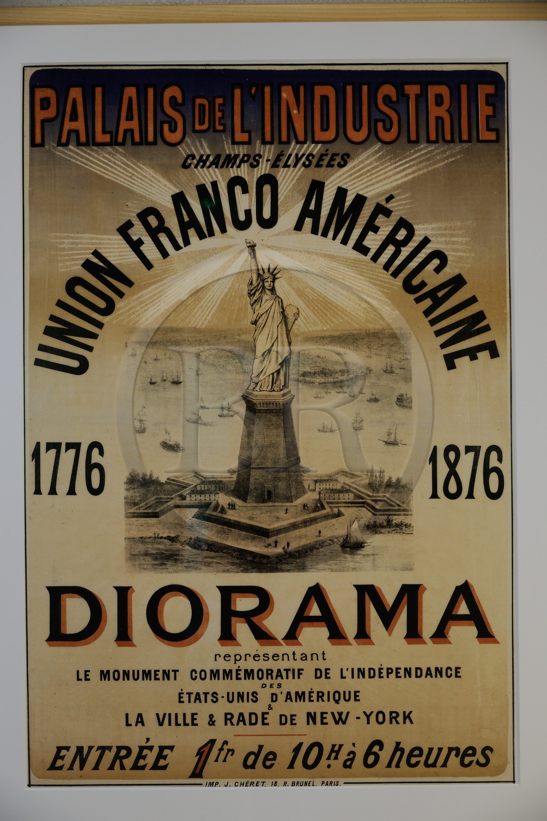 France, Haut-Rhin (68), Colmar, le Musée et maison natale de Bartholdi, affiche de la Statue de la Libertée