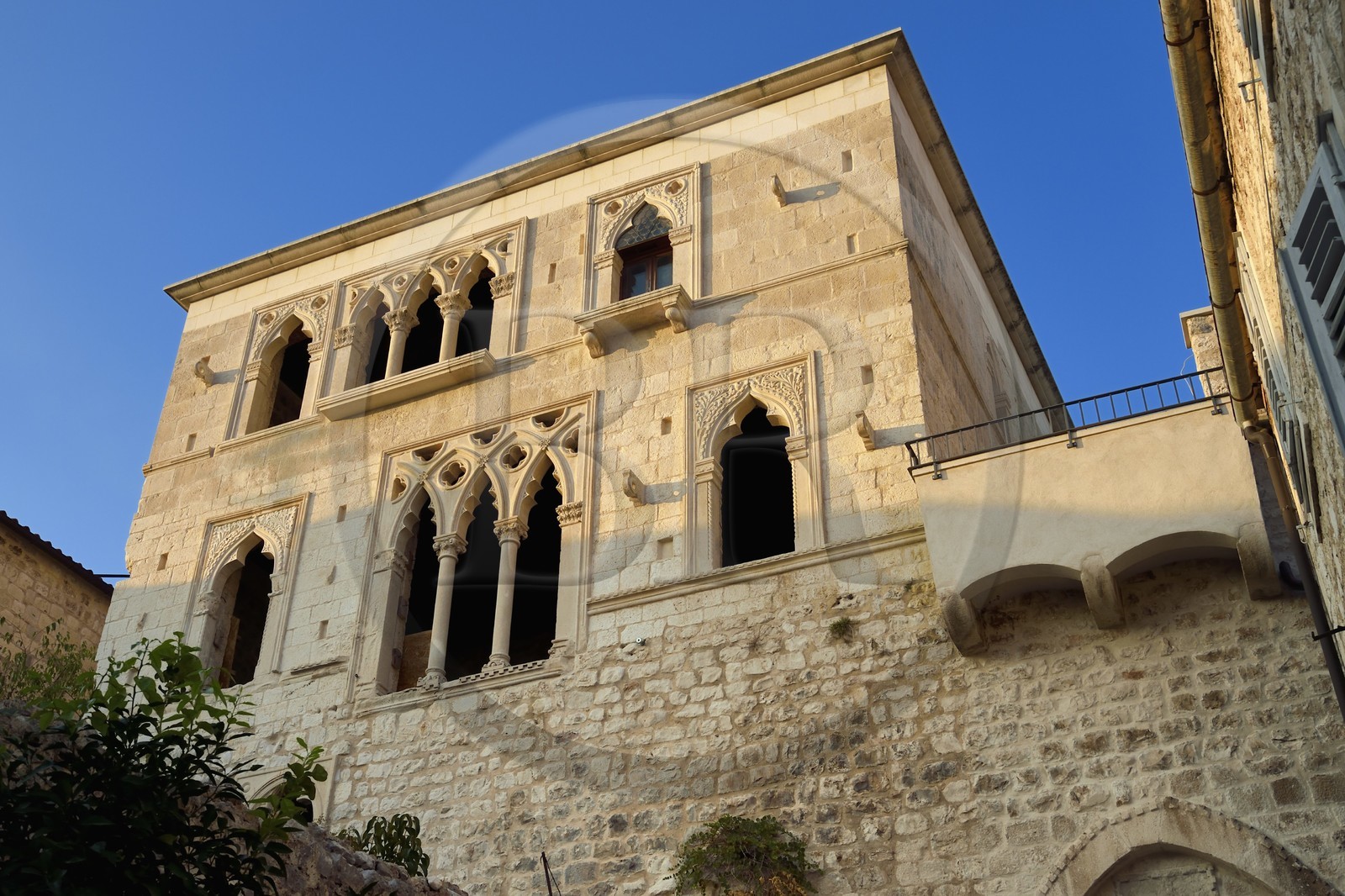 Croatia, Dalmatia, Dalmatian coast, Island of Hvar, the town of Hvar, the Uzizic Palace at the Porta Maestra