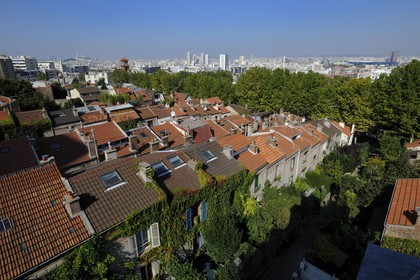 France, Paris (75), 20ème arr, La campagne à Paris du quartier Mouzaïa maisons avec jardins au coeur de la ville