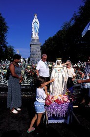 France, Hautes Pyrenees, Lourdes, virgin statue on the rosaries esplanade