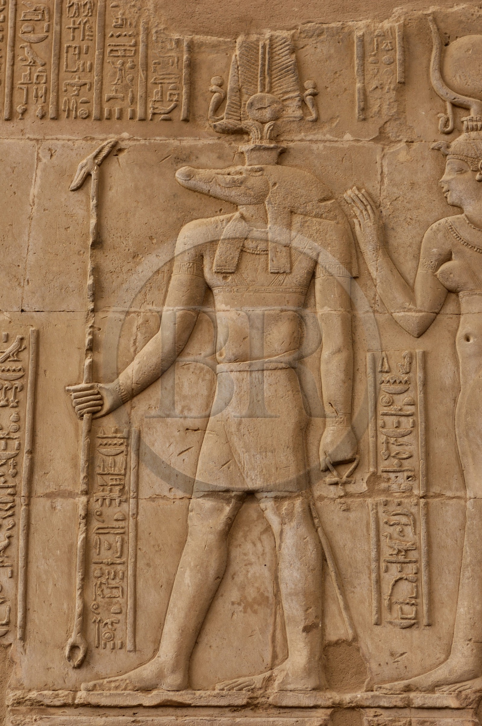 Egypt, Upper Egypt, Nile Valley, Kom Ombo Temple dedicated to Sobek, the god with a crocodile's head