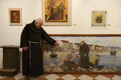 Croatia, Dalmatia, Dalmatian Coast, Franciscan Monastery on the island of Krapanj in front of Sibenik, a Franciscan monk from Greece introduced the sponge fishing in the region