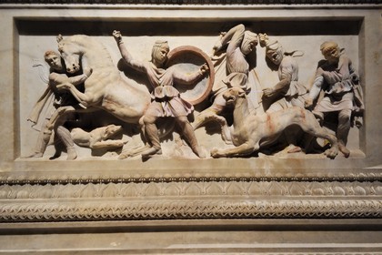 Turkey, Istanbul, historical centre listed as World Heritage by UNESCO, Archaeological Museums of Istanbul attached to Topkapi Palace, Alexander Sarcophagus in marble, dated of the end of the 4th century BC