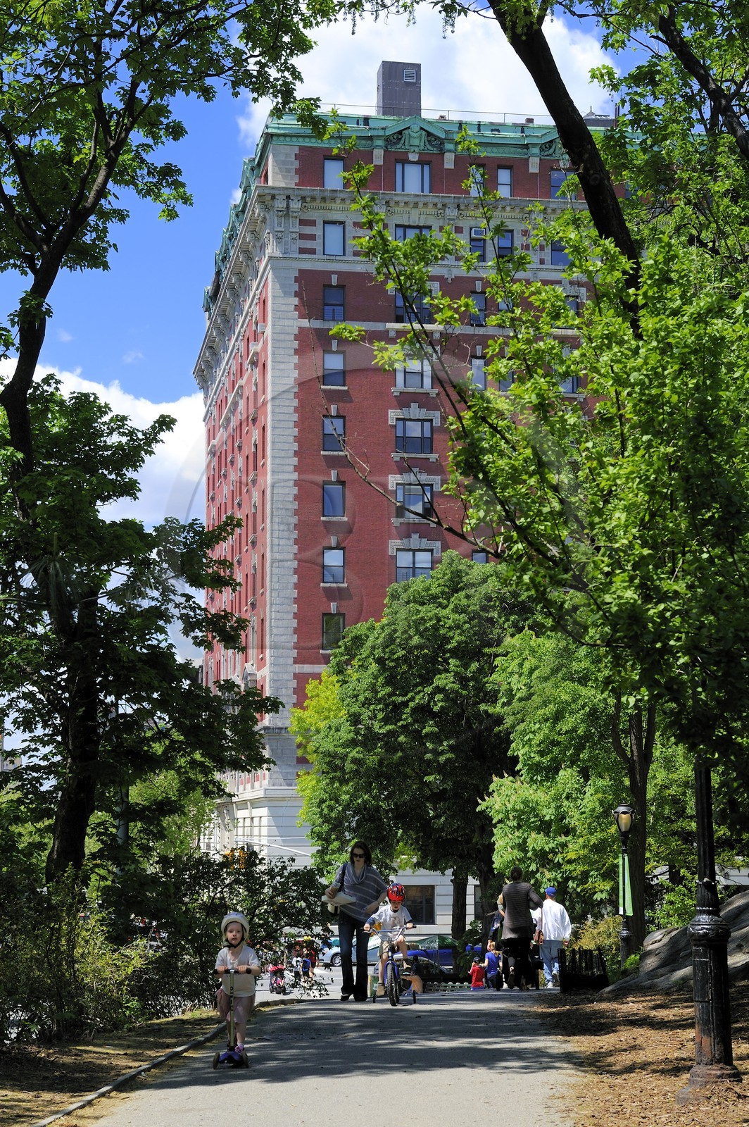 United States, New York, Manhattan, Upper West side, building next to the park at the corner of Central Park West and 85th Street