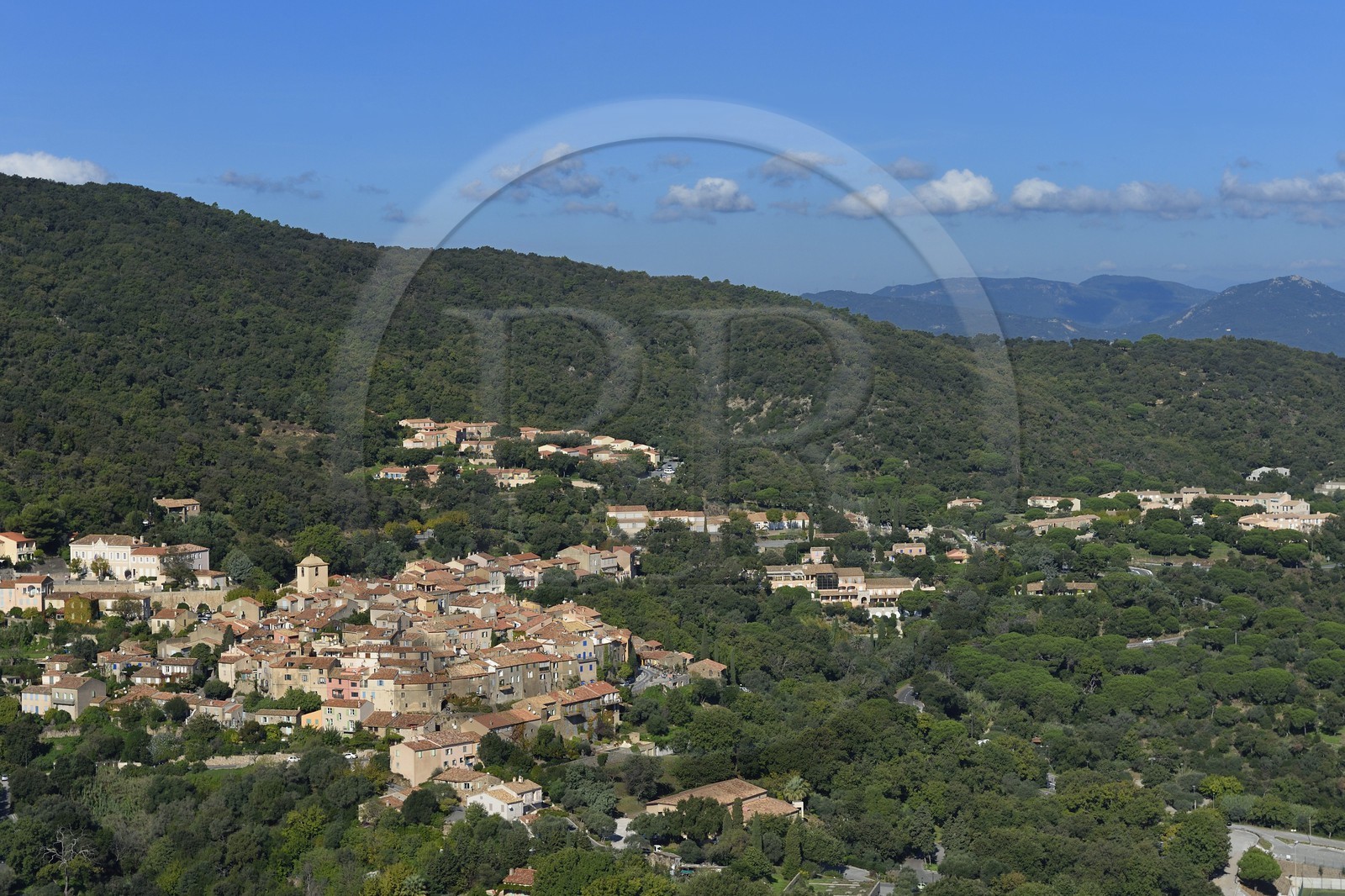 France, Var, Presqu'ile de Saint-Tropez, the village of Ramatuelle (aerial view)