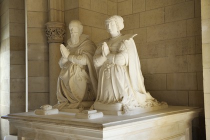 France, Loiret, Loire Valley listed as World Heritage by UNESCO, Sully sur Loire, copy of the tomb of Sully and Rachel de Cochefilet, compulsory mention : Chateaux de Sully sur Loire, property of the Loiret Departement