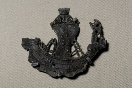 France, Paris, Musee du Moyen-Age (Middle Ages Museum), the former Hotel de Cluny, sign pilgrimage