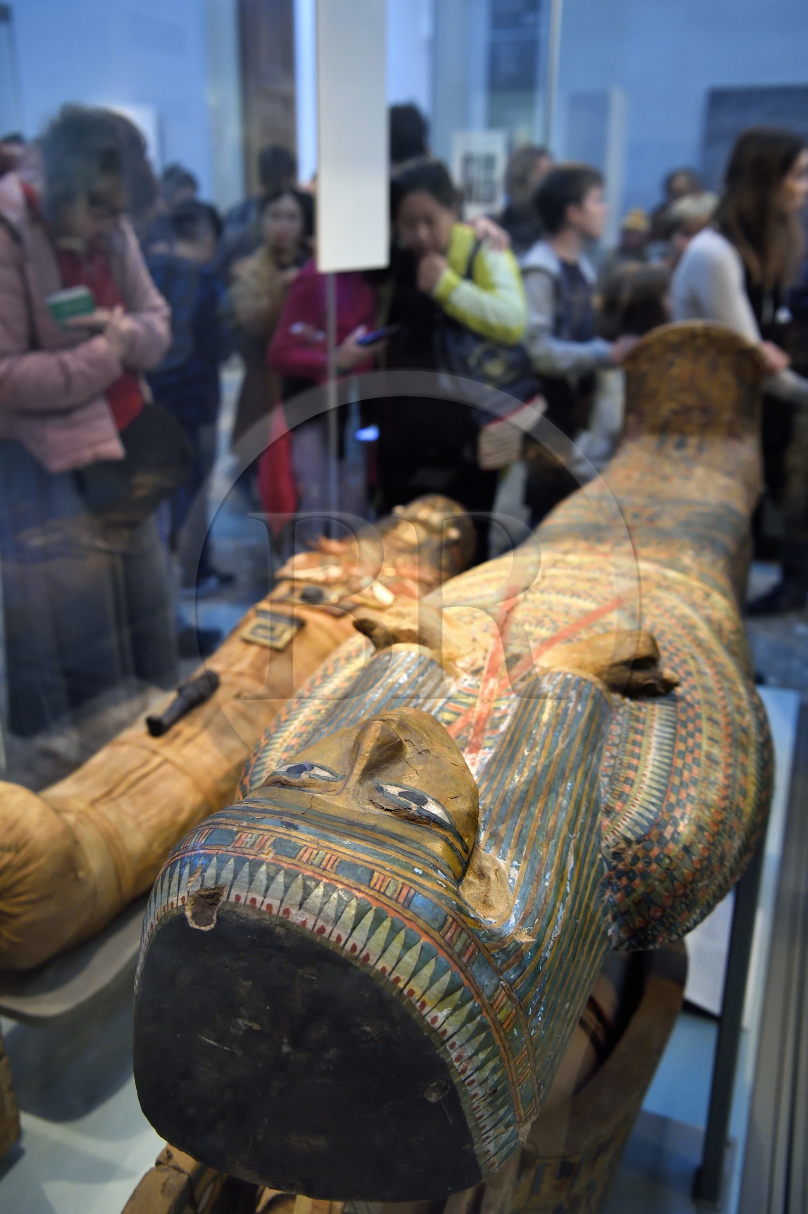 United Kingdom, London, Bloomsbury area, the British Museum, Ancient Egypt, painted wooden coffin of an unidentified woman, 22nd Dynasty, about 950-900 BC, from Thebes