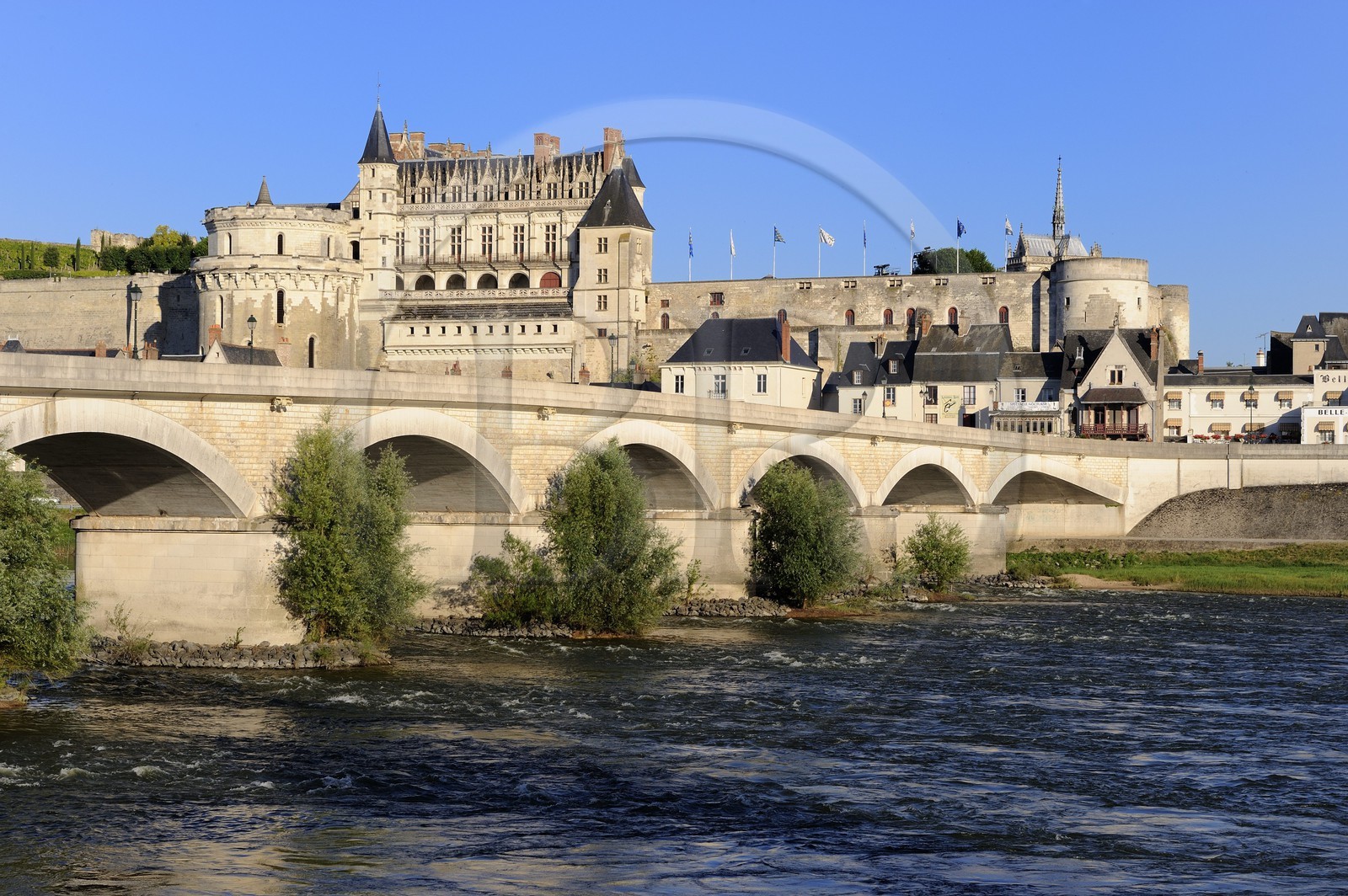 France, Indre et Loire (37), Vallée de la Loire classée Patrimoine mondial de l'UNESCO, château d'Amboise surplombant la Loire