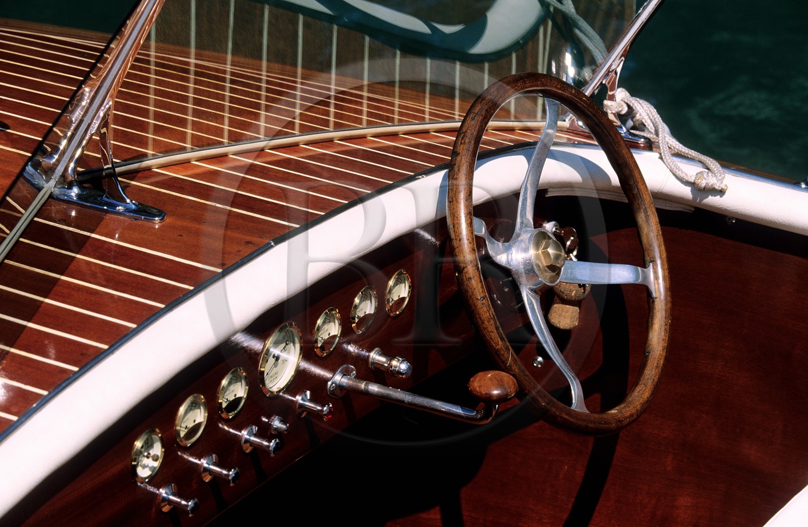 France, Savoie, navig'aix on the Bourget lake, famous Riva mahogany wooden motorboat