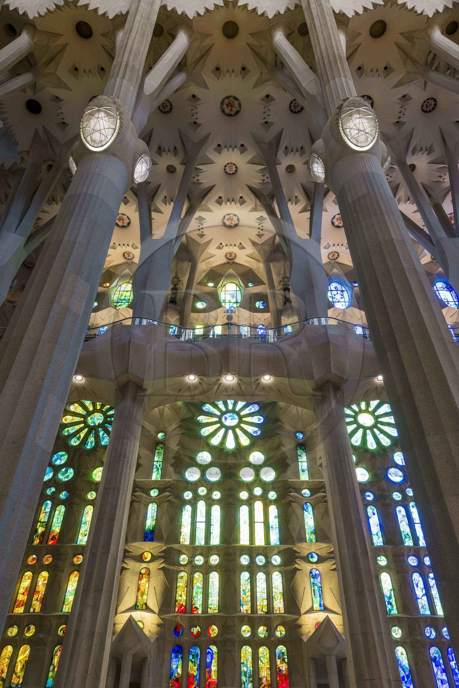 Spain, Catalonia, Barcelona, Eixample district, Sagrada Familia basilica by Catalan modernist architect Antoni Gaudi, listed as a UNESCO World Heritage Site, the east side of the Nave
