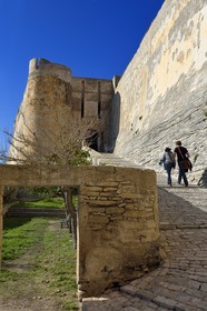 France, Corse du Sud, Bonifacio, Upper Town, access to the citadel by Montee Saint Roch and Genoa Gate