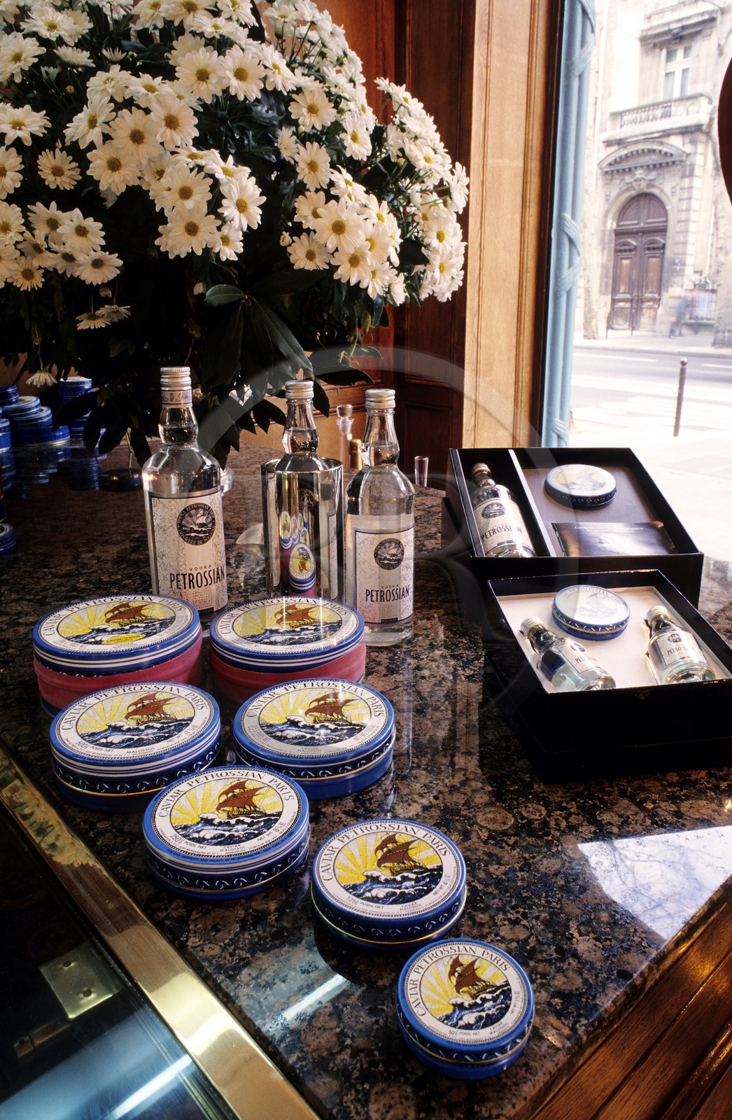 France, Paris, Chez Petrossian shop window, specialist of caviar