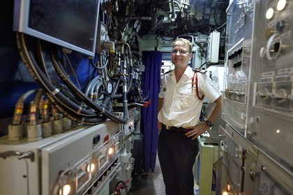 France, Var (83), Toulon, la base navale (Arsenal), le capitaine de frégate Nicolas Faure, commandant du sous-marin nucléaire d’attaque (SNA) Casabianca (de type Rubis)