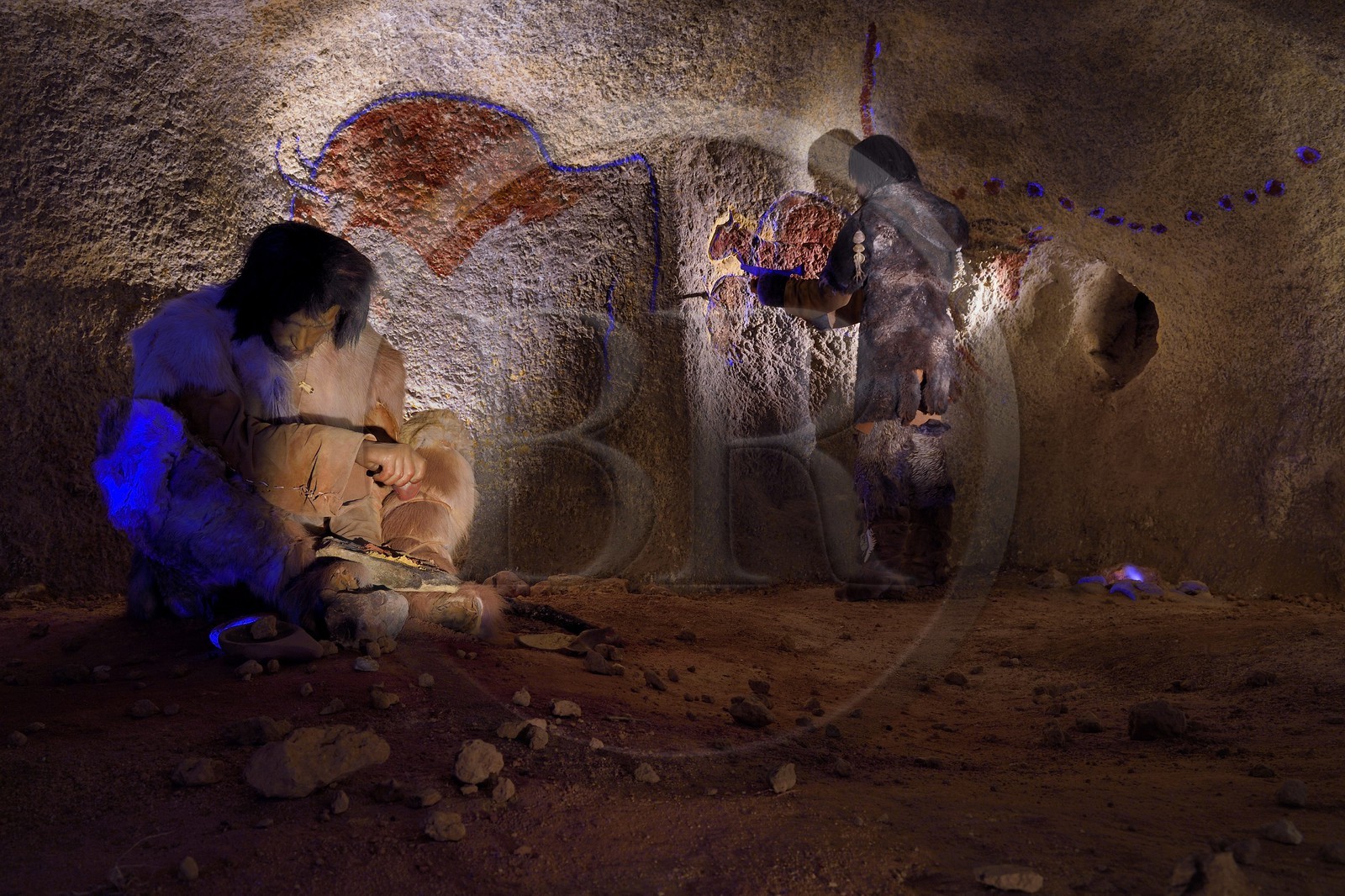 France, Dordogne, Perigord Noir, Vezere valley, Thonac, Le Thot, Cro Magnon space, prehistoric reconstruction