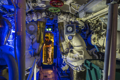 France, Morbihan, Lorient, Lorient La Base, former submarine base built by the Germans during the Second World War, submarine Flore S645 in service from 1964 to 1989 and its museum