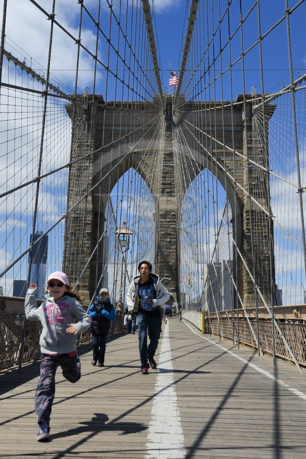 Etats-Unis, New York, Manhattan, le pont de Brooklyn