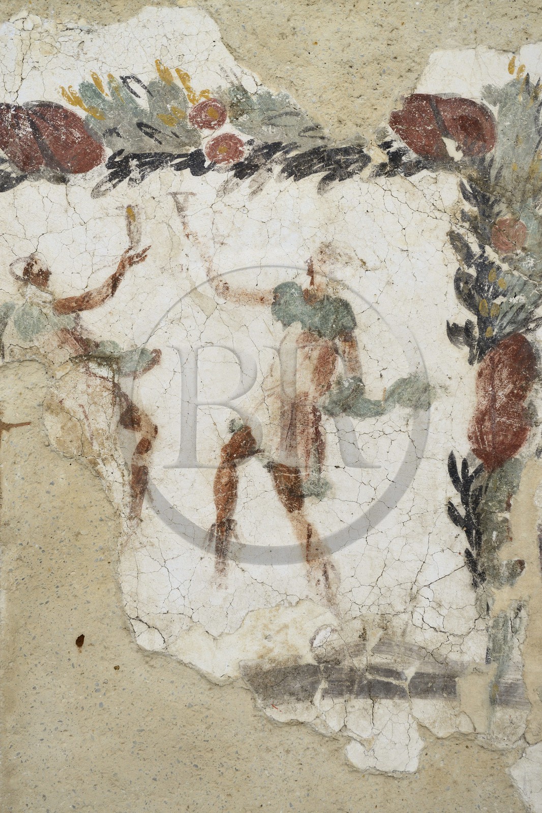 Grèce, île de Delos, classée Patrimoine Mondial de l'UNESCO, site archéologique de Délos, le musée archéologique, fresques