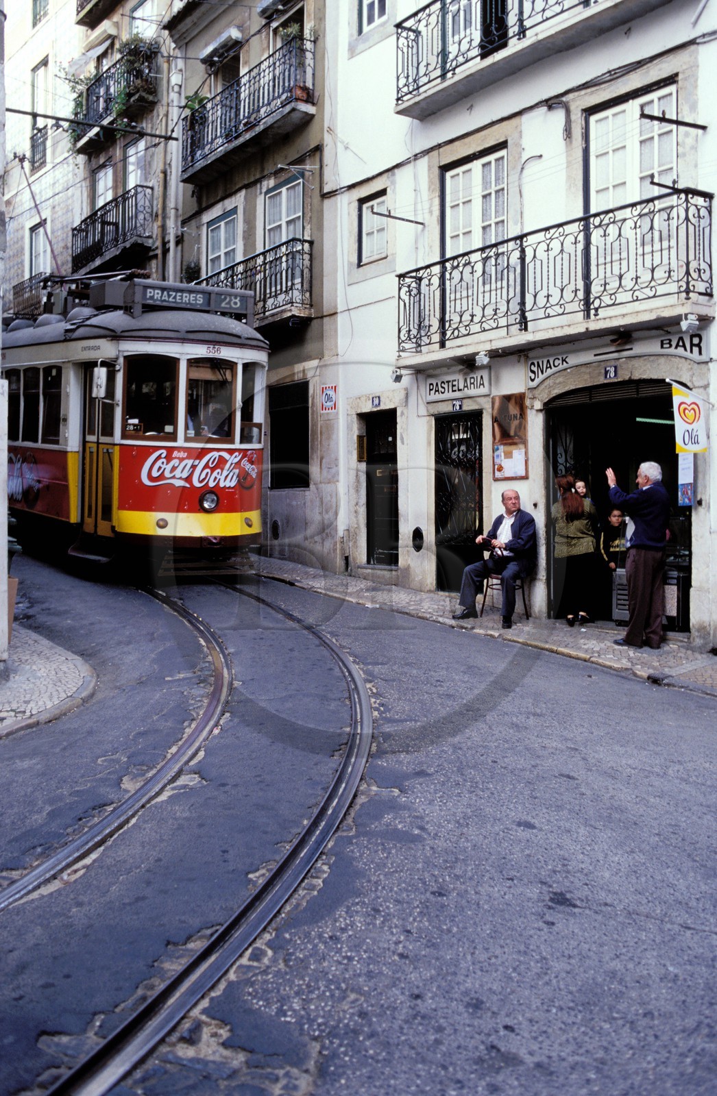 Portugal, Lisbon, tram in Alfama district